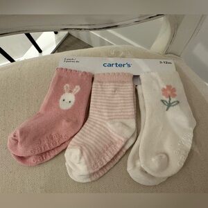 🦢 Baby 3~12 Mth Cute Pink and White Socks Set by Carter’s NWT